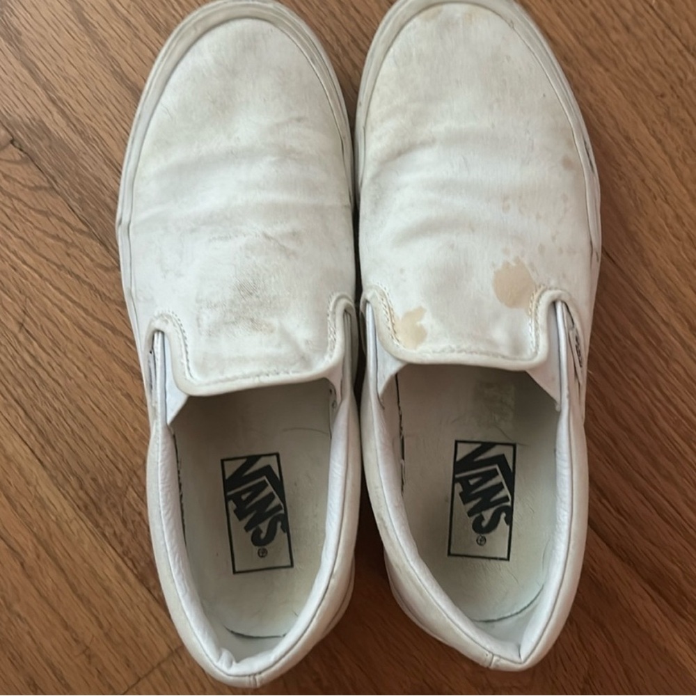 Vans White Canvas Slip-On Sneakers